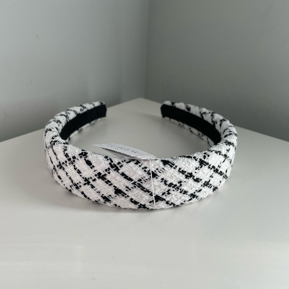 J. Crew Black And White Plaid Headband